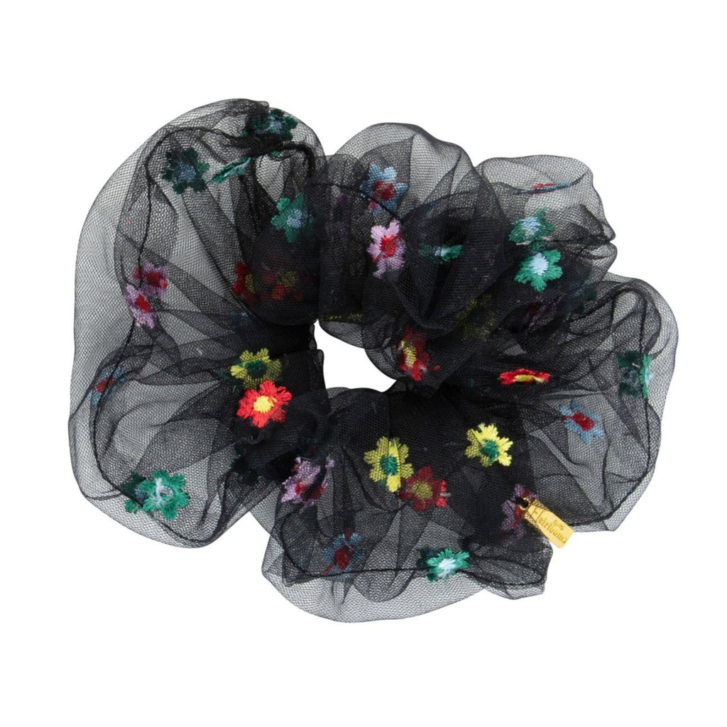 Embroidered Tulle Oversized Scrunchie